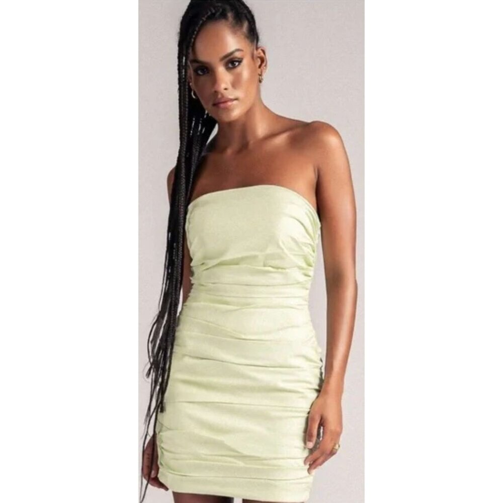NWT Meshki Selita Bandeau Ruched Strapless Mini Dress-sz Large